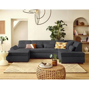 LISA DESIGN Vermont S - canapé panoramique d'angle droit 7 places en velours côtelé TU pas cher