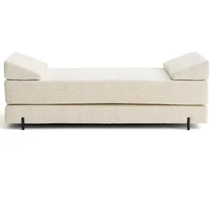 BESTMOBILIER Brescia - banquette 3 places convertible en tissu velours relief - Beige pas cher