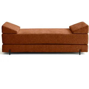 BESTMOBILIER Brescia - banquette 3 places convertible en tissu velours relief - Terracotta pas cher