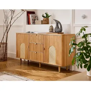 Comparateur de prix : Lisa Design Milazzo - buffet bas - bois - plaqué chêne - 160 cm