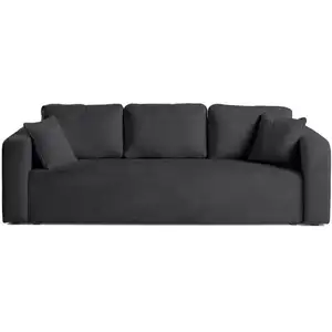BESTMOBILIER Miro - canapé droit 3 places - convertible avec coffre - en velours texturé - Gris Anthracite