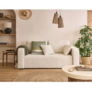 BESTMOBILIER Miro - canapé droit 2 places - en velours texturé - Beige pas cher