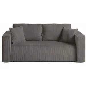 BESTMOBILIER Topaze - canapé droit 2 places - en velours côtelé - Gris pas cher