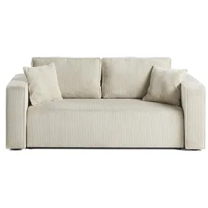 BESTMOBILIER Topaze - canapé droit 2 places - en velours côtelé - Beige pas cher