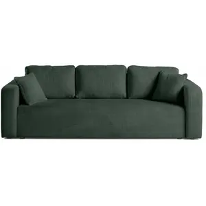 BESTMOBILIER Miro - canapé droit 3 places - convertible avec coffre - en velours texturé - Vert pas cher