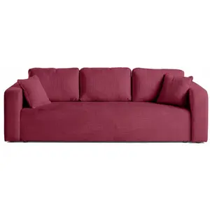 BESTMOBILIER Miro - canapé droit 3 places - convertible avec coffre - en velours texturé - Prune pas cher