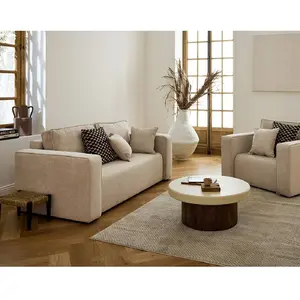 BESTMOBILIER Topaze - canapé droit 2 places - en tissu - Beige