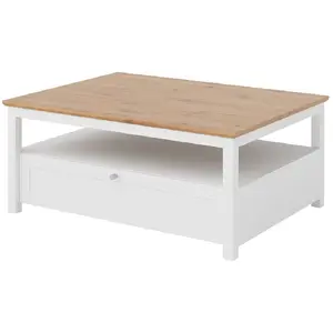 Comparateur de prix : BESTMOBILIER Francesco - table basse - bois et blanc - 104 cm - Bois / Blanc