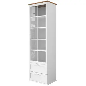 BESTMOBILIER Francesco - vitrine - bois et blanc - 201 cm - Bois / Blanc pas cher