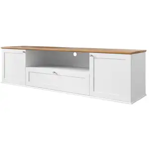 BESTMOBILIER Francesco - meuble tv - bois et blanc - 182 cm - Bois / Blanc pas cher