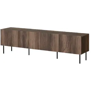 BESTMOBILIER Franco - meuble tv - bois - 200 cm - Bois / Noir pas cher