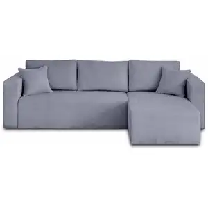 BESTMOBILIER Canapé d'angle réversible convertible 4 places en velours texturé bleu pas cher
