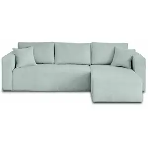 BESTMOBILIER Canapé d'angle réversible convertible 4 places en velours texturé bleu pas cher