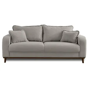 LISA DESIGN Albane - canapé 3 places - en velours côtelé - Gris clair