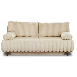 BESTMOBILIER Cristal - canapé 3 places - convertible avec coffre - en velours côtelé grosses côtes - Beige pas cher