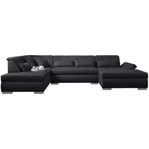 Comparateur de prix : LISA DESIGN Vermont - canapé panoramique d'angle gauche - 7 places - XXL - Noir