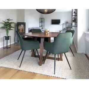 LISA DESIGN Solin - table à manger ronde - bois plaquage noyer - 4 personnes TU pas cher
