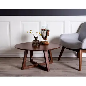 Comparateur de prix : LISA DESIGN Solin - table basse ronde - bois plaquage noyer - 75 cm - bois