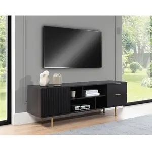 Comparateur de prix : BESTMOBILIER Monica - meuble TV - noir - 150 cm - Noir