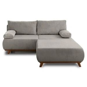 BESTMOBILIER Cristal - canapé 3 places - convertible avec coffre et grand pouf - en velours côtelé - Gris clair pas cher