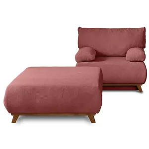 BESTMOBILIER Cristal - fauteuil - convertible avec coffre et grand pouf - en velours texturé - Rose pas cher