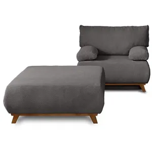 BESTMOBILIER Cristal - fauteuil - convertible avec coffre et grand pouf - en velours texturé - Gris foncé pas cher