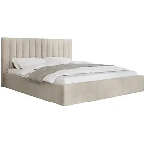 Comparateur de prix : BESTMOBILIER Rosario - lit coffre - 180x200 - sommier inclus - en velours - Beige