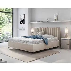 Comparateur de prix : BESTMOBILIER Mendoza - lit coffre - 180x200 - sommier inclus - en velours - Beige