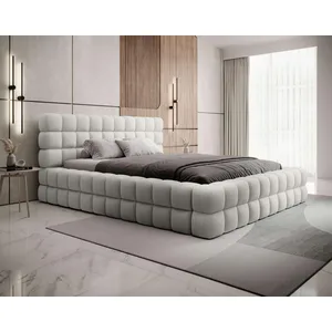 Comparateur de prix : BESTMOBILIER Kingston - lit coffre - 140x200 - sommier inclus - en tissu bouclette - Blanc