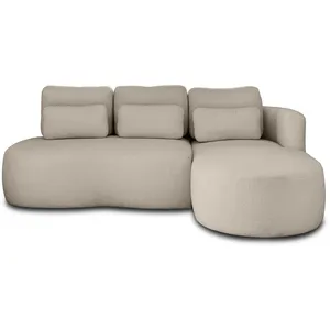 LISA DESIGN Mahina - canapé d'angle droit - 4 places - convertible avec coffre - en tissu bouclette - Taupe