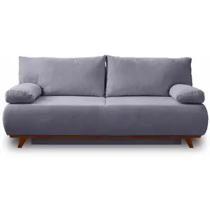 BESTMOBILIER Cristal - canapé 3 places - convertible avec coffre - en velours texturé - Bleu grisé