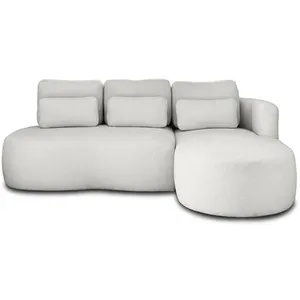 LISA DESIGN Mahina - canapé d'angle droit - 4 places - convertible avec coffre - en tissu bouclette - Gris clair pas cher
