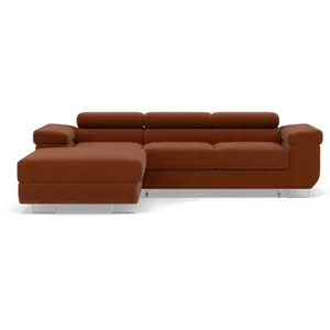 BESTMOBILIER Canapé d'angle gauche convertible 6 places en velours côtelé pas cher