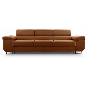 Bestmobilier Pablo - canapé 3 places - convertible avec têtières réglables - en velours côtelé pas cher