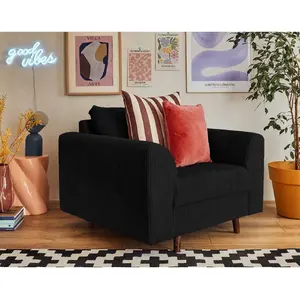 Comparateur de prix : LISA DESIGN Rune - fauteuil - en velours côtelé - Noir