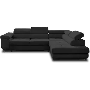 Comparateur de prix : BESTMOBILIER Canapé d'angle droit convertible 5 places en velours côtelé noir