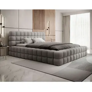Comparateur de prix : BESTMOBILIER Kingston - lit coffre - 180x200 - sommier inclus - en tissu bouclette - Gris