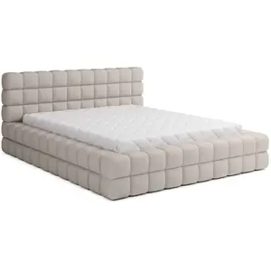 Comparateur de prix : BESTMOBILIER Kingston - lit coffre - 180x200 - sommier inclus - en tissu bouclette - Beige