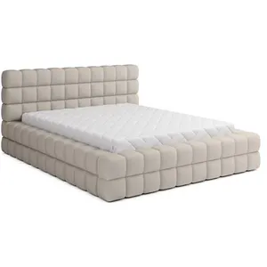 Comparateur de prix : BESTMOBILIER Kingston - lit coffre - 140x200 - sommier inclus - en tissu bouclette - Beige