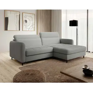 Comparateur de prix : BESTMOBILIER Sagada - canapé d'angle droit 4 places - convertible avec coffre et têtières - en tissu bouclette TU