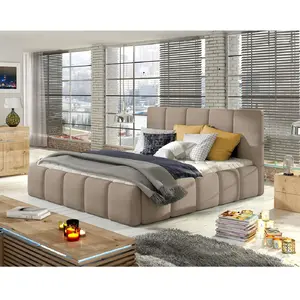 Comparateur de prix : BESTMOBILIER Lucea - lit coffre - 160x200 - sommier inclus - en velours - Taupe