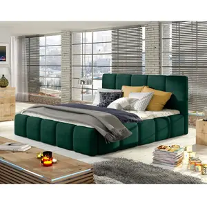 BESTMOBILIER Lucea - lit coffre - 180x200 - sommier inclus - en velours - Vert