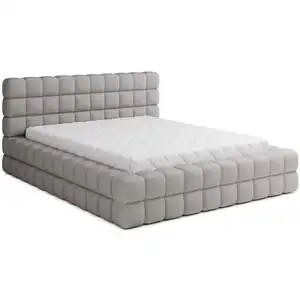 Comparateur de prix : BESTMOBILIER Kingston - lit coffre - 140x200 - sommier inclus - en tissu bouclette - Gris