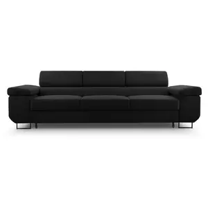 BESTMOBILIER Pablo - canapé 3 places - convertible avec têtières réglables - en velours côtelé - Noir pas cher