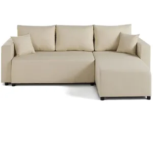 BESTMOBILIER Canapé D'angle Réversible Convertible 4 Places En Tissu Beige pas cher
