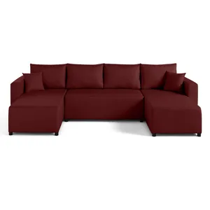 BESTMOBILIER Regala - canapé panoramique - 7 places - convertible avec coffre - en tissu - Rouge pas cher