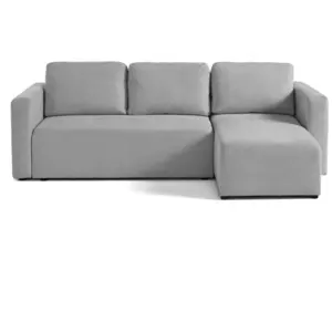 BESTMOBILIER Canopy - canapé d'angle réversible - 4 places - convertible avec coffre - en tissu texturé - Gris clair
