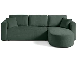 BESTMOBILIER Miro - canapé d'angle réversible - 4 places - convertible avec coffre - en velours texturé - Vert pas cher