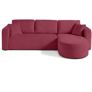 BESTMOBILIER Miro - canapé d'angle réversible - 4 places - convertible avec coffre - en velours texturé - Prune pas cher