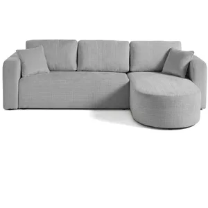 BESTMOBILIER Miro - canapé d'angle réversible - 4 places - convertible avec coffre - en velours texturé - Gris